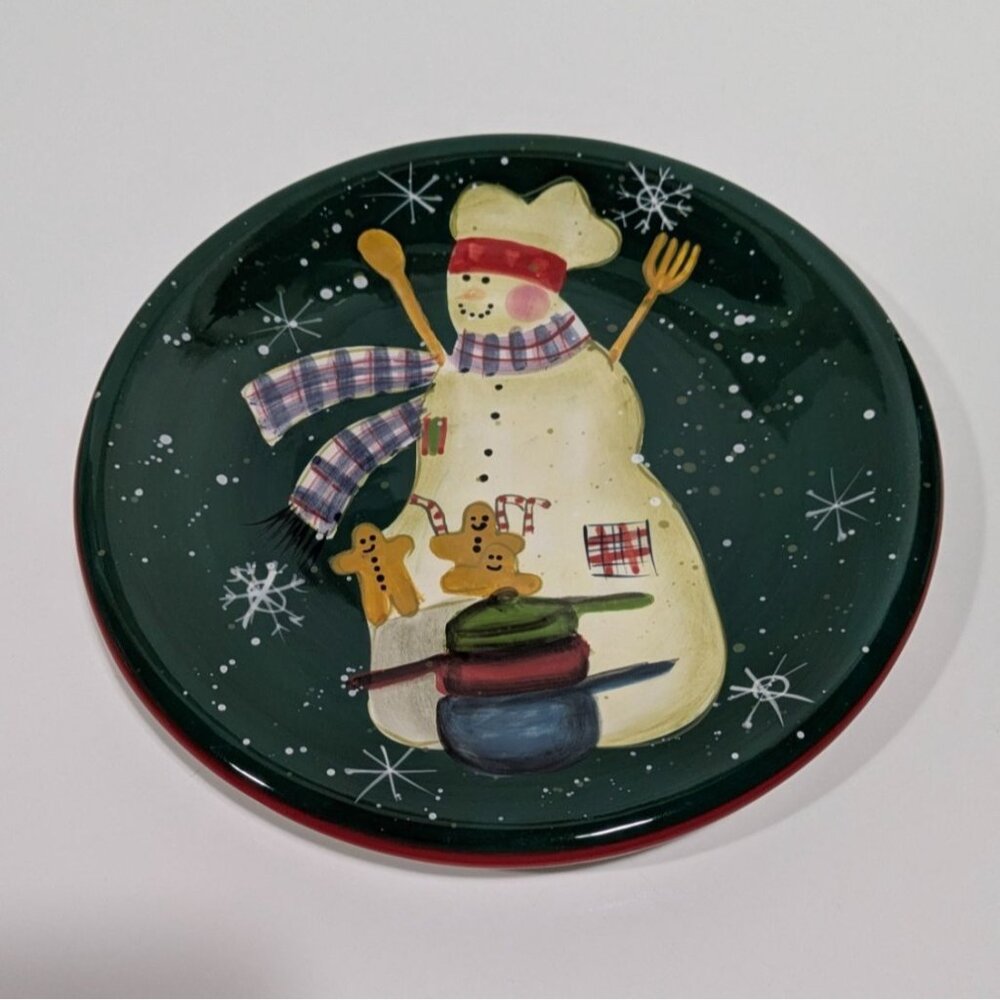 Certified International Snowman Gingerbread Hand Painted Holiday Plate